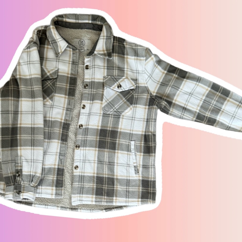 Sage collective plaid button up jacket